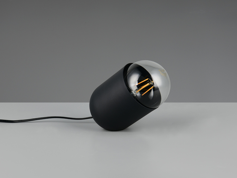 Kleine LED Tischleuchte oval aus Metall in Schwarz, Höhe 13,5cm