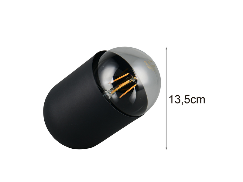 Kleine LED Tischleuchte oval aus Metall in Schwarz, Höhe 13,5cm