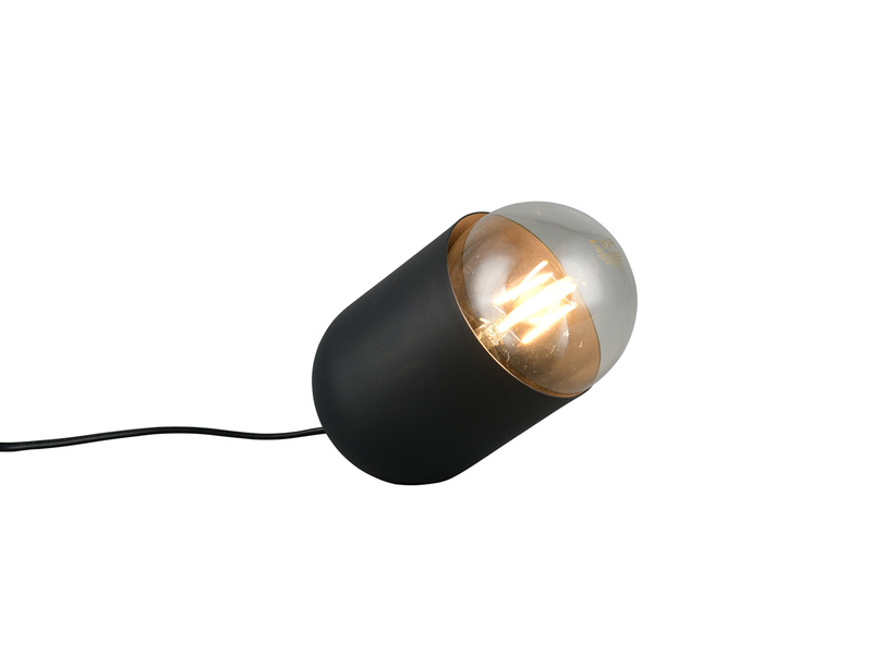 Kleine LED Tischleuchte oval aus Metall in Schwarz, Höhe 13,5cm