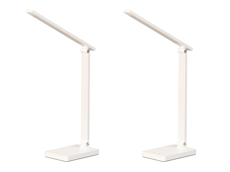 2er SET Akku Schreibtischlampen Weiß ohne Kabel, Höhe 39,5cm
