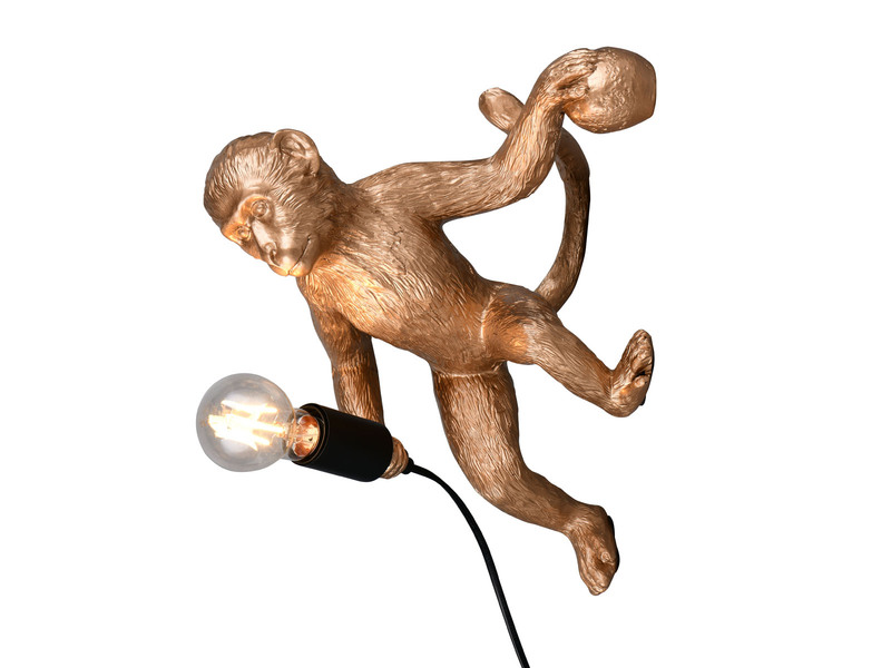 Wandleuchte LOUY mit Stecker und Schalter Affenlampe Gold, Höhe 36,5cm