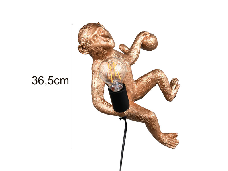 Wandleuchte LOUY mit Stecker und Schalter Affenlampe Gold, Höhe 36,5cm