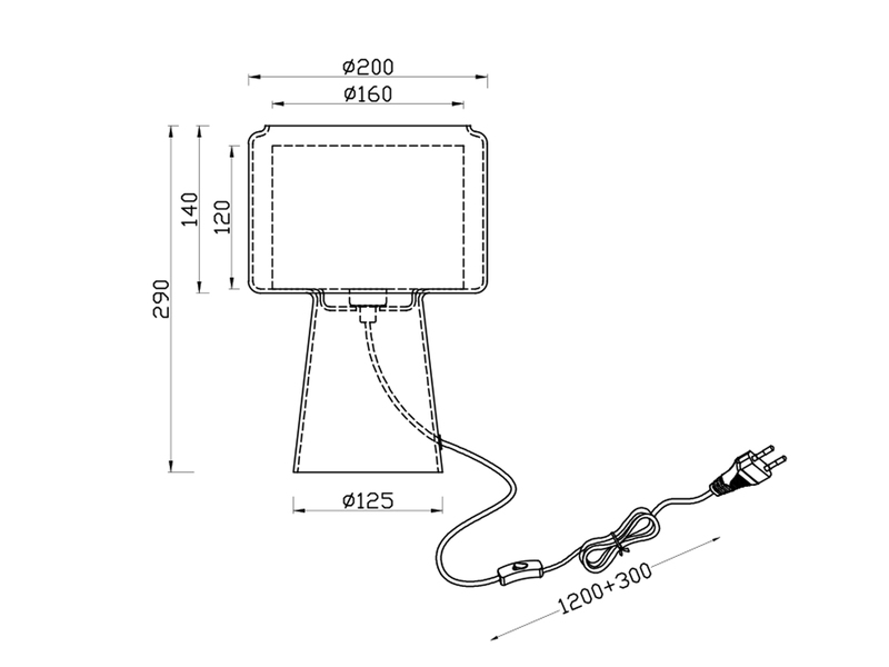 Tischlampe ROCKA aus Glas Bernsteinfarben mit Stoffschirm innen, Höhe 29cm