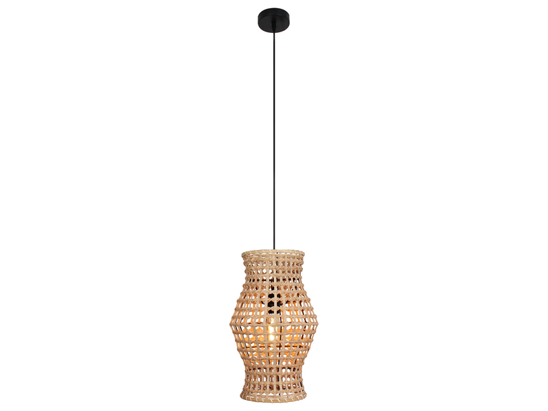 Pendelleuchte CAPELLA 1-flammig mit Lampenschirm aus Rattan, Ø 30cm
