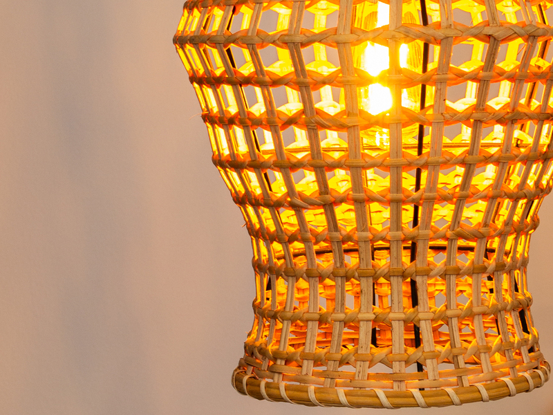 Pendelleuchte CAPELLA 1-flammig mit Lampenschirm aus Rattan, Ø 30cm