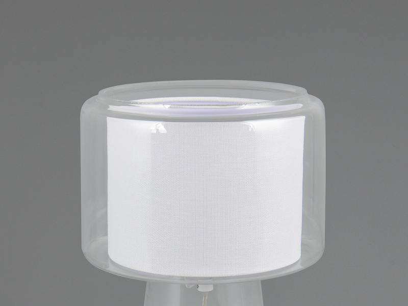 Tischlampe ROCKA aus Glas Transparent mit Stoffschirm innen, Höhe 29cm