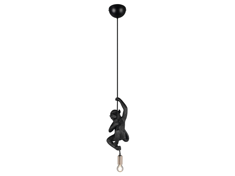 Kleine Pendelleuchte FIPS einflammig Affenlampe Schwarz, Breite 14,5cm