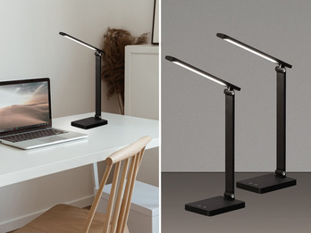 2er SET Akku Schreibtischlampen Schwarz ohne Kabel, Höhe 39,5cm