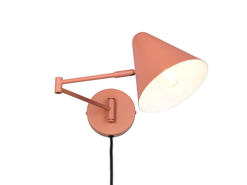 Wandleuchte COSIMA mit Stecker, Schalter und Schwenkarm, Apricot, Höhe 16cm