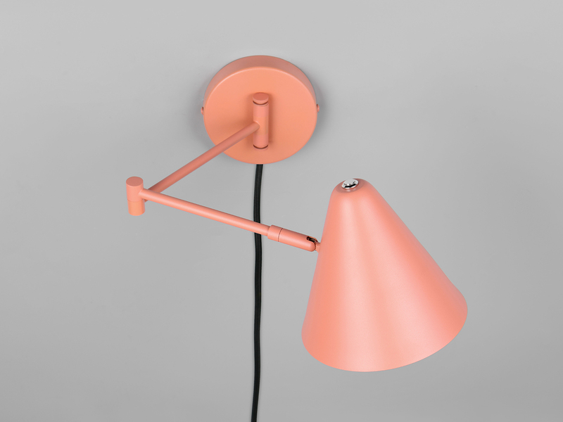 Wandleuchte COSIMA mit Stecker, Schalter und Schwenkarm, Apricot, Höhe 16cm