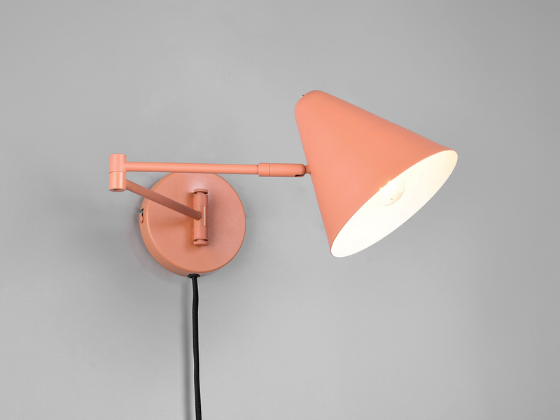 Wandleuchte COSIMA mit Stecker, Schalter und Schwenkarm, Apricot, Höhe 16cm