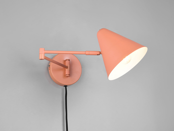 Wandleuchte COSIMA mit Stecker, Schalter und Schwenkarm, Apricot, Höhe 16cm