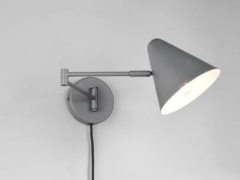 Wandleuchte COSIMA mit Stecker, Schalter und Schwenkarm, Anthrazit, Höhe 16cm