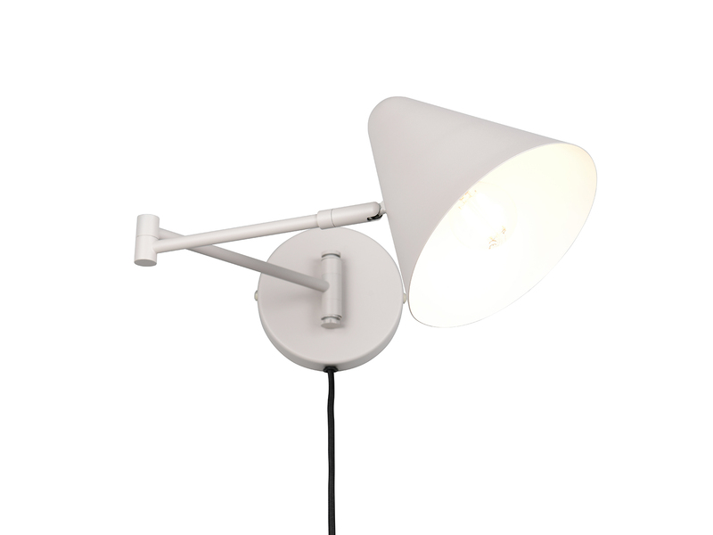 Wandleuchte COSIMA mit Stecker, Schalter und Schwenkarm, Hellgrau, Höhe 16cm
