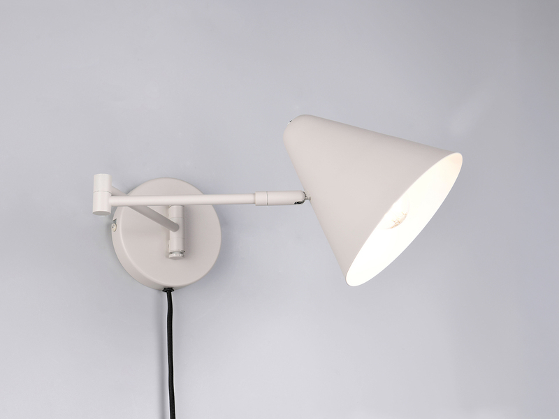 Wandlampe COSIMA mit Stecker, Schalter und Schwenkarm zum Lesen, Grau, Höhe 16cm