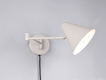 Wandleuchte COSIMA mit Stecker, Schalter und Schwenkarm, Hellgrau, Höhe 16cm