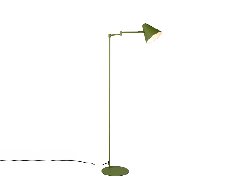 Kleine Stehlampe COSIMA mit Schwenkarm aus Metall Grün, Höhe 126,5cm