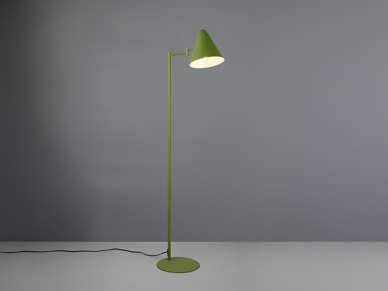 Kleine Stehlampe COSIMA mit Schwenkarm aus Metall Grün, Höhe 126,5cm