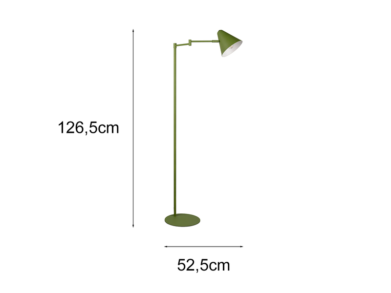 Kleine Stehlampe COSIMA mit Schwenkarm aus Metall Grün, Höhe 126,5cm