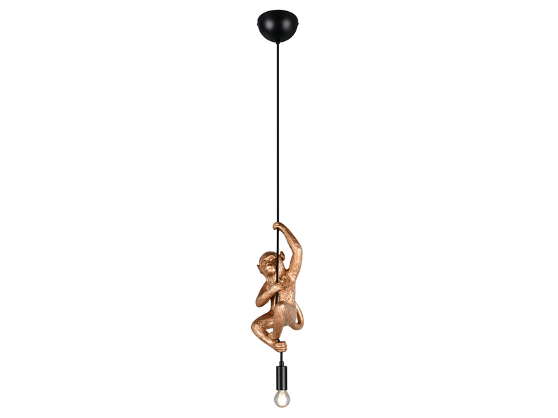 Kleine Pendelleuchte FIPS einflammig Affenlampe Schwarz Gold, Breite 14,5cm