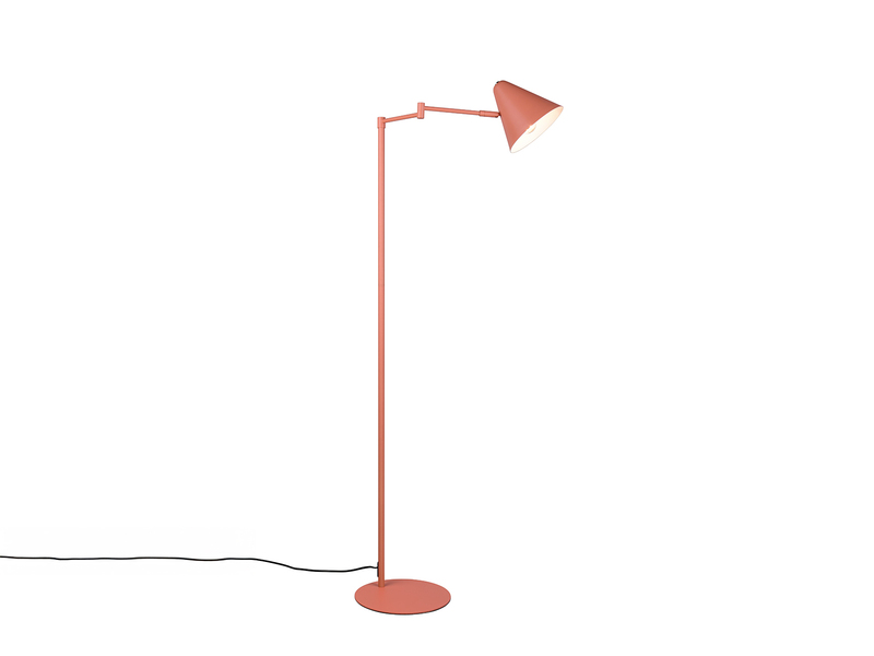 Kleine Stehlampe COSIMA mit Schwenkarm aus Metall Apricot, Höhe 126,5cm
