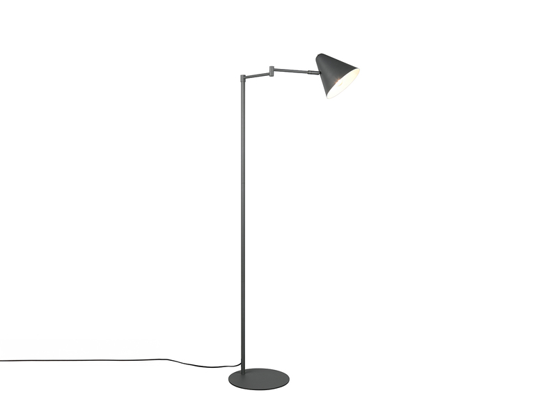Kleine Stehlampe COSIMA mit Schwenkarm aus Metall Anthrazit, Höhe 126,5cm