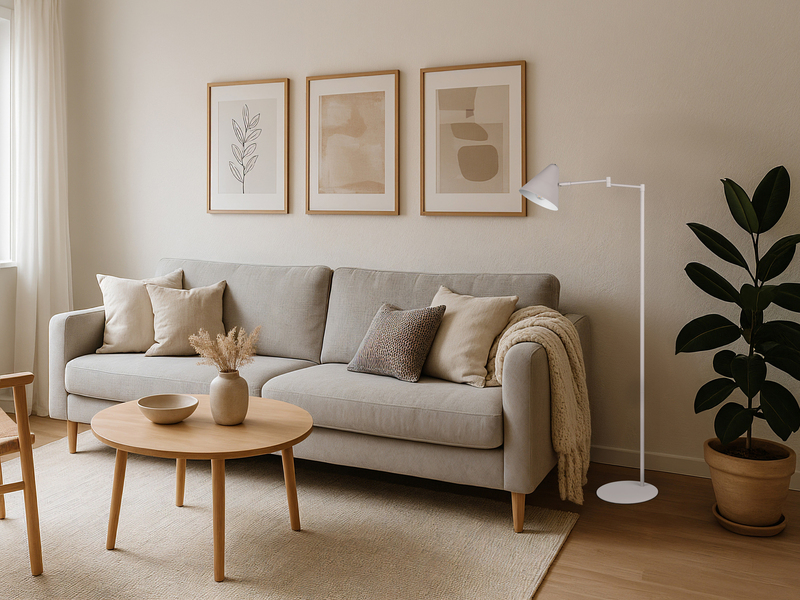 Kleine Stehlampe COSIMA mit Schwenkarm aus Metall Hellgrau, Höhe 126,5cm