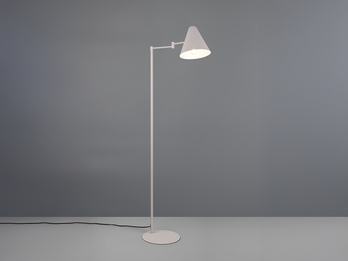 Kleine Stehlampe COSIMA mit Schwenkarm aus Metall Hellgrau, Höhe 126,5cm