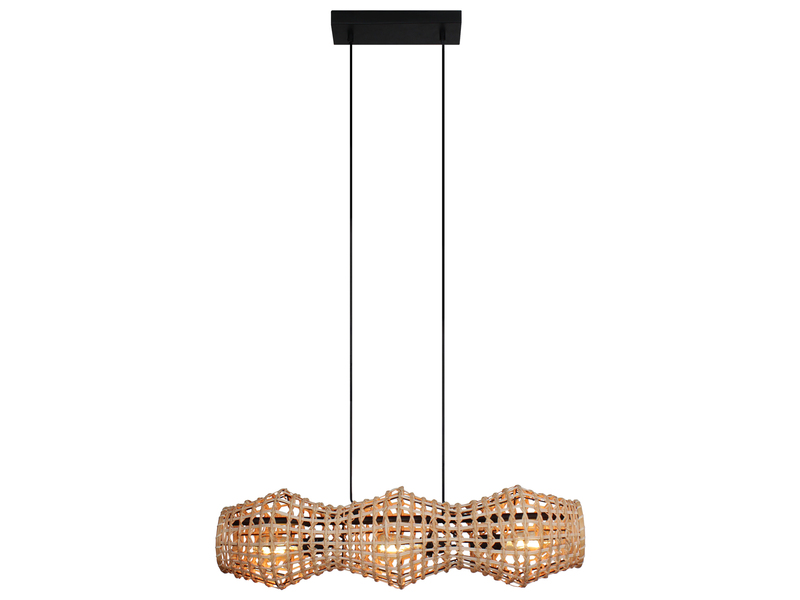 Pendelleuchte CAPELLA mit Lampenschirm aus Rattan, Breite 80cm