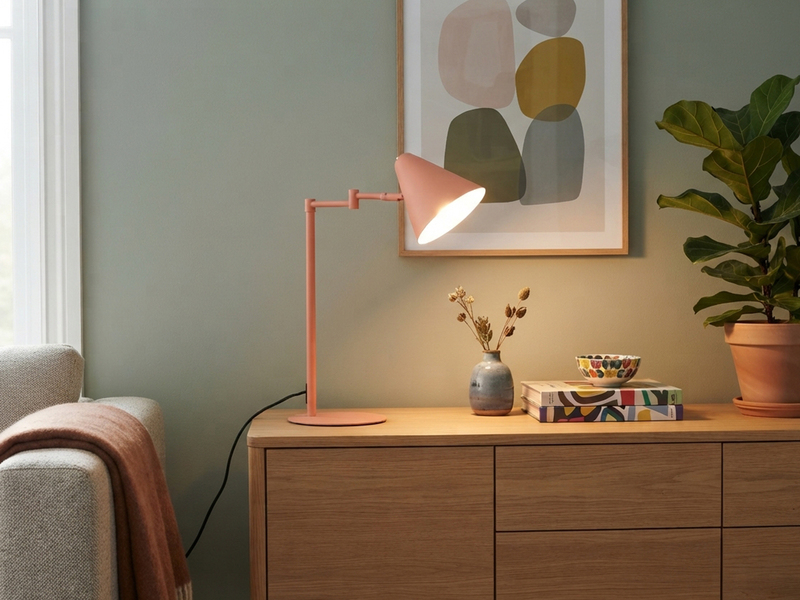 Retro Schreibtischlampe COSIMA mit Schwenkarm aus Metall Apricot, Höhe 50,5cm