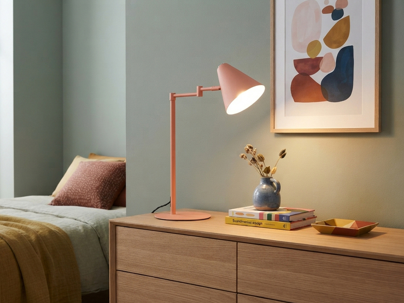 Retro Schreibtischlampe COSIMA mit Schwenkarm aus Metall Apricot, Höhe 50,5cm
