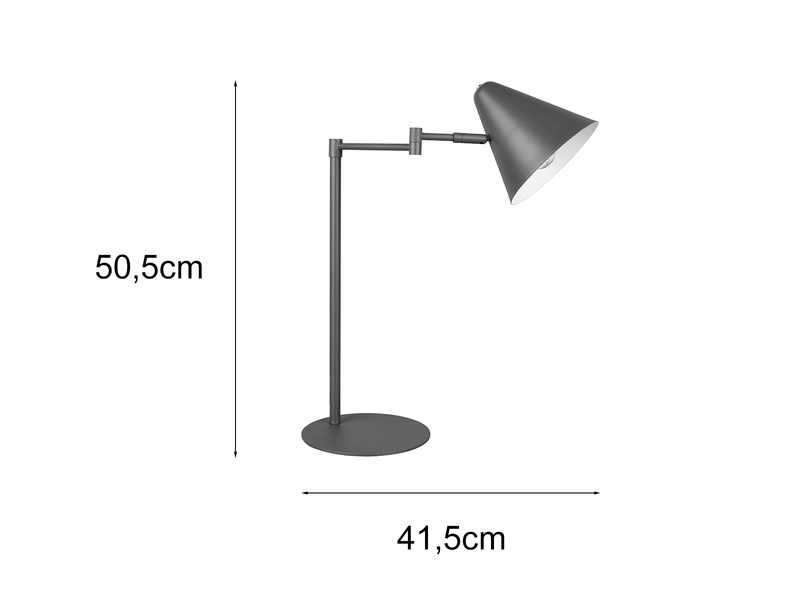 Retro Schreibtischlampe COSIMA mit Schwenkarm aus Metall Anthrazit, Höhe 50,5cm