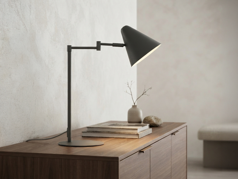 Retro Schreibtischlampe COSIMA mit Schwenkarm aus Metall Anthrazit, Höhe 50,5cm
