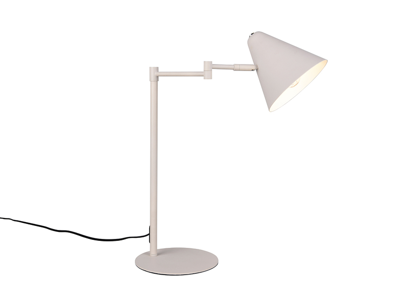 Retro Schreibtischlampe COSIMA mit Schwenkarm aus Metall Hellgrau, Höhe 50,5cm
