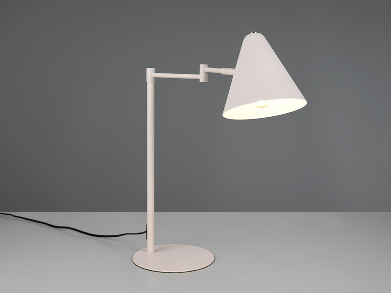 Retro Schreibtischlampe COSIMA mit Schwenkarm aus Metall Hellgrau, Höhe 50,5cm