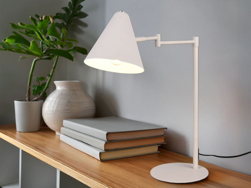 Retro Schreibtischlampe COSIMA mit Schwenkarm aus Metall Hellgrau, Höhe 50,5cm