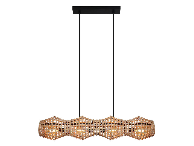 Pendelleuchte CAPELLA mit Lampenschirm aus Rattan, Breite 107cm