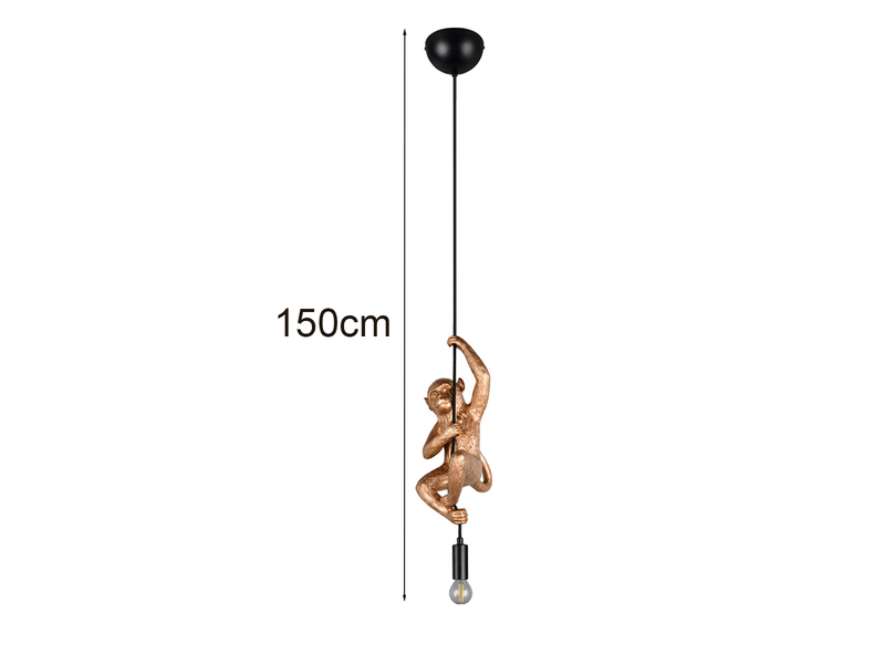 Kleine LED Pendelleuchte einflammig Affenlampe Schwarz Gold, Breite 14,5cm