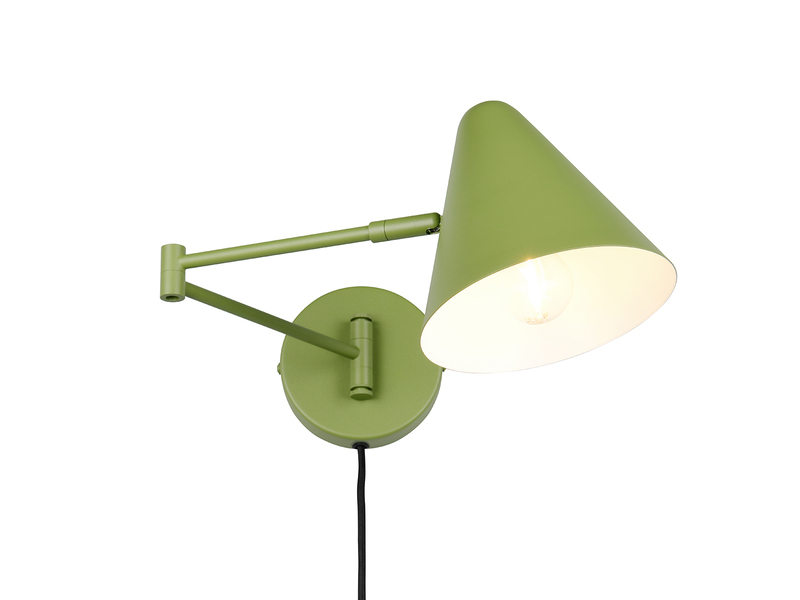 LED Wandleuchte mit Stecker, Schalter und Schwenkarm, Grün, Höhe 16cm