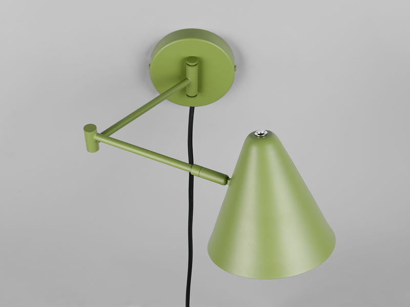 LED Wandleuchte mit Stecker, Schalter und Schwenkarm, Grün, Höhe 16cm