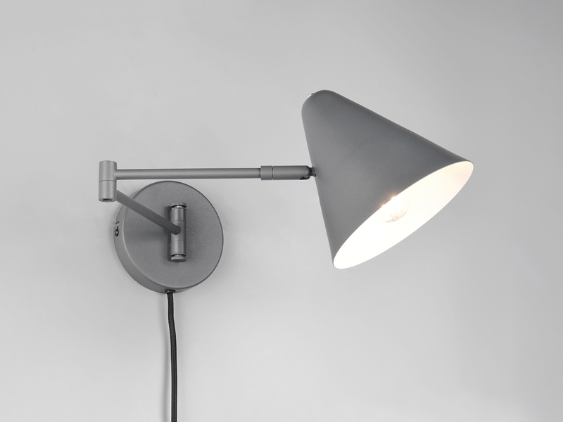 LED Wandleuchte mit Stecker, Schalter und Schwenkarm, Anthrazit, Höhe 16cm