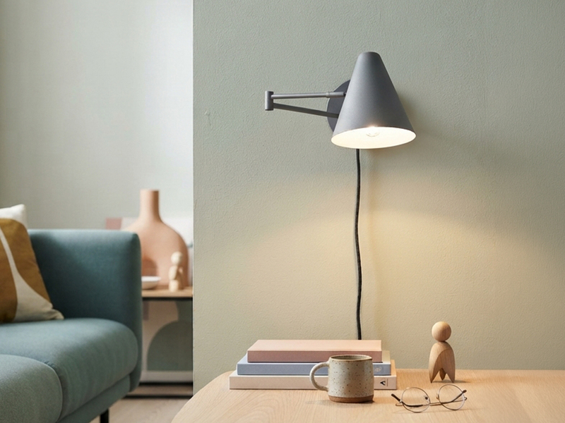 LED Wandleuchte mit Stecker, Schalter und Schwenkarm, Anthrazit, Höhe 16cm