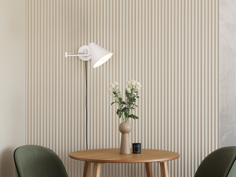 LED Wandleuchte mit Stecker, Schalter und Schwenkarm, Hellgrau, Höhe 16cm