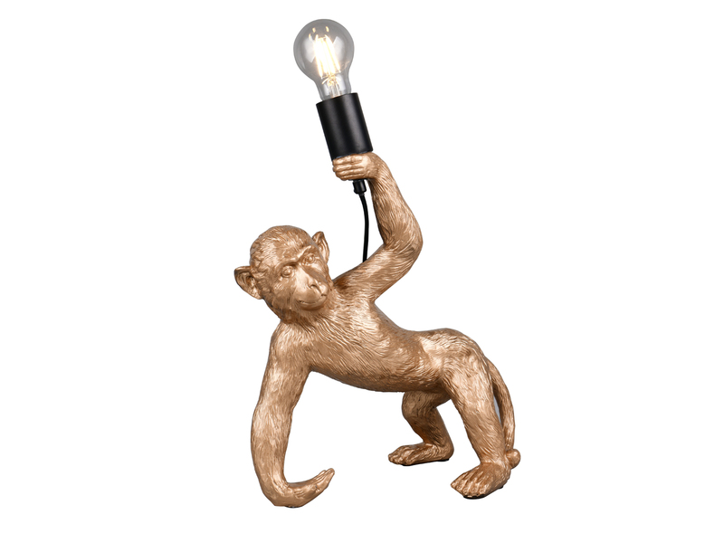 Große Tischleuchte BOBO ausgefallene Affenlampe Gold, Höhe 42cm