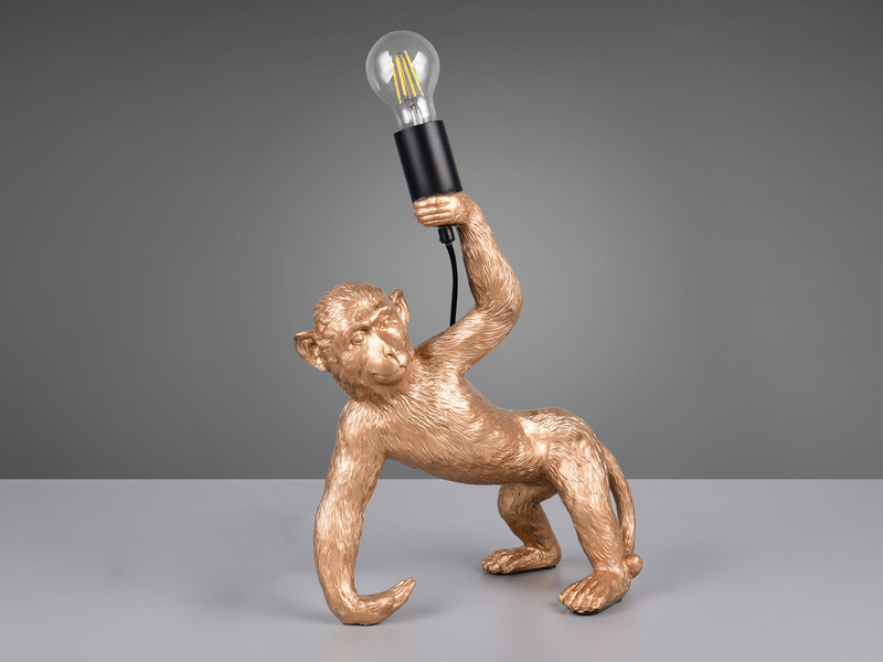 Große Tischleuchte BOBO ausgefallene Affenlampe Gold, Höhe 42cm