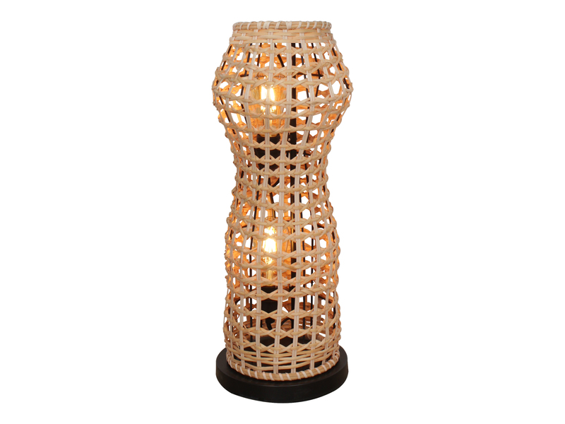 Kleine Stehlampe CAPELLA mit Lampenschirm aus Rattan, Höhe 60cm