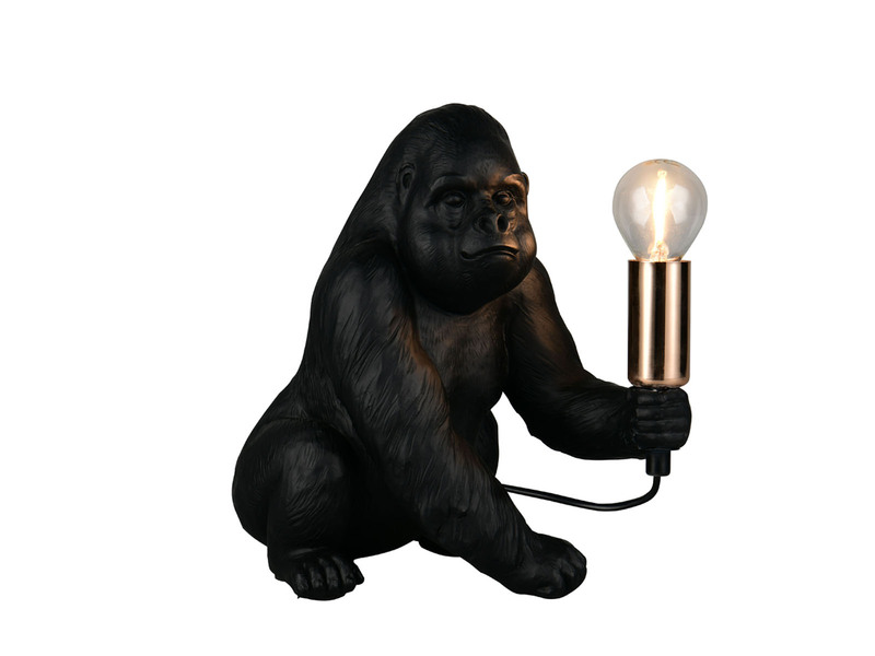 Besondere Tischleuchte KONG Affenlampe Gorilla Schwarz, Höhe 23cm