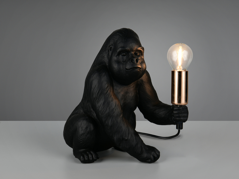 Besondere Tischleuchte KONG Affenlampe Gorilla Schwarz, Höhe 23cm