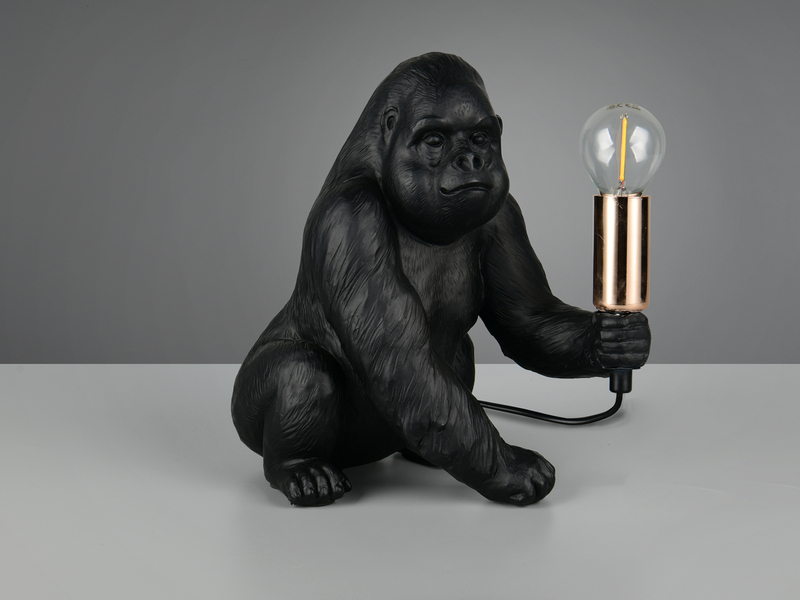 Besondere Tischleuchte KONG Affenlampe Gorilla Schwarz, Höhe 23cm