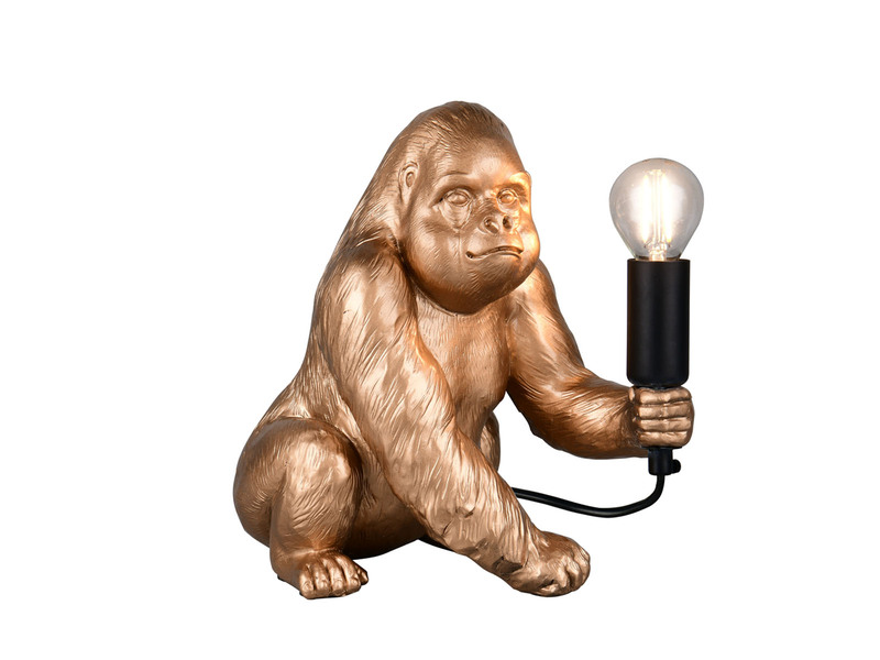 Besondere Tischleuchte KONG Affenlampe Gorilla Gold, Höhe 23cm